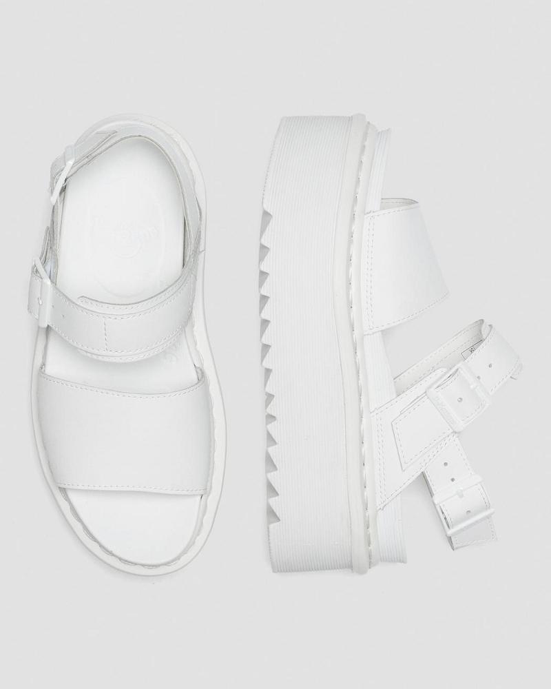 White Women's Dr Martens Voss Mono Leather Platform Gladiator Sandals | CA 306LIS